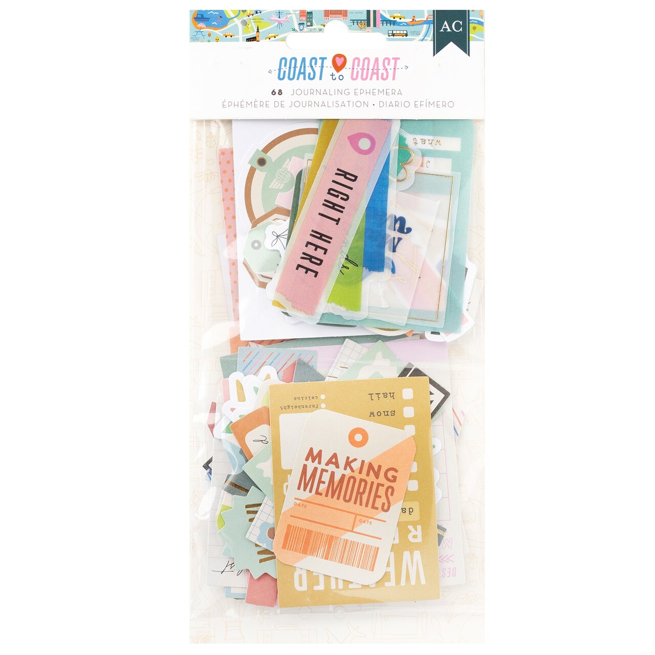American Crafts Coast-to-Coast Ephemera Die-Cuts 68/Pkg-Journaling, Foil